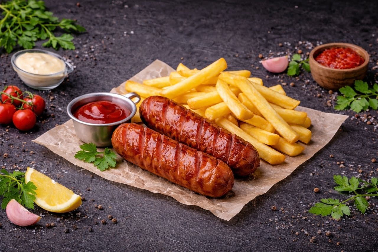 Sausages with fries