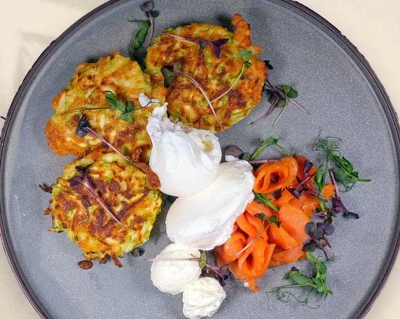 Zucchini Pancakes with Trout