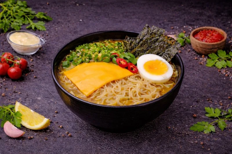 Ramen with egg and cheese