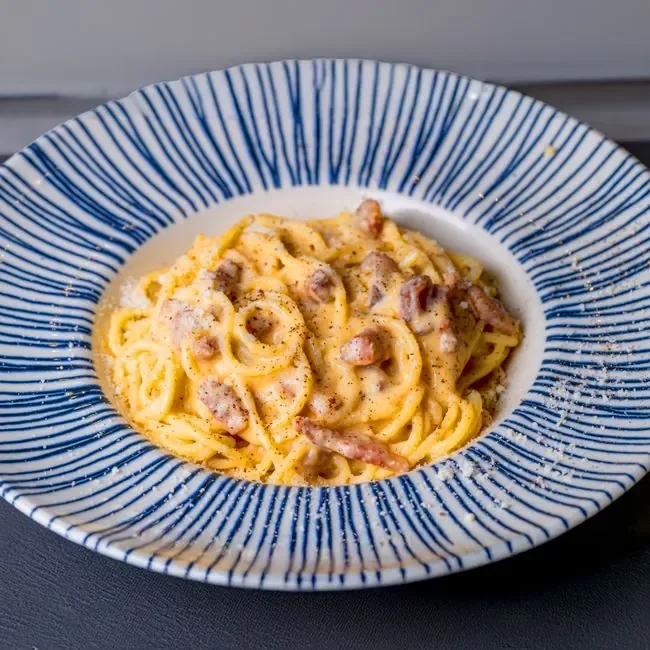 Carbonara with Beef and Chicken