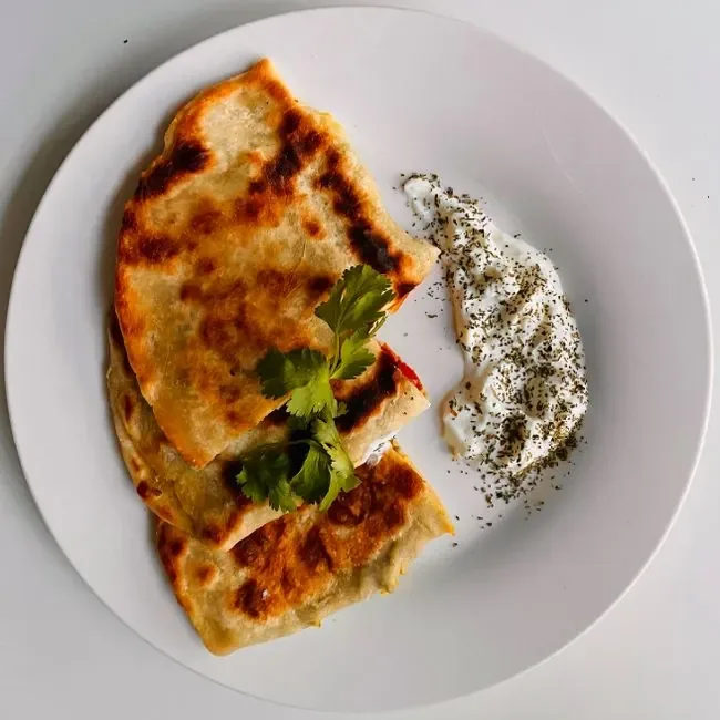 Quesadilla with Chicken Fillet and Salsa